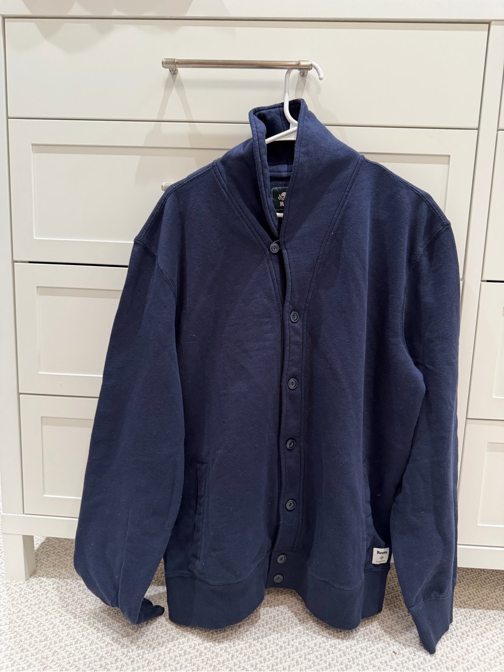 Roots Navy Knit Cardigan with Shawl Collar